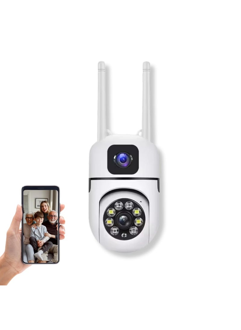 OneXsale 4 MP Dual Lens Full HD Indoor Wifi Wireless PTZ IP CCTV Security Camera Light Vision Night Mode V380 Pro App 360 Degree Watch Live Streaming Mini Dome PTZ Camera