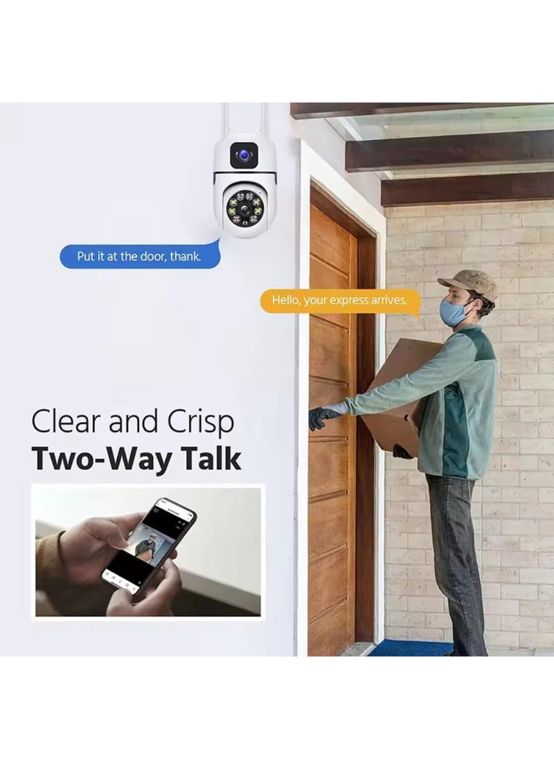OneXsale 4 MP Dual Lens Full HD Indoor Wifi Wireless PTZ IP CCTV Security Camera Light Vision Night Mode V380 Pro App 360 Degree Watch Live Streaming Mini Dome PTZ Camera