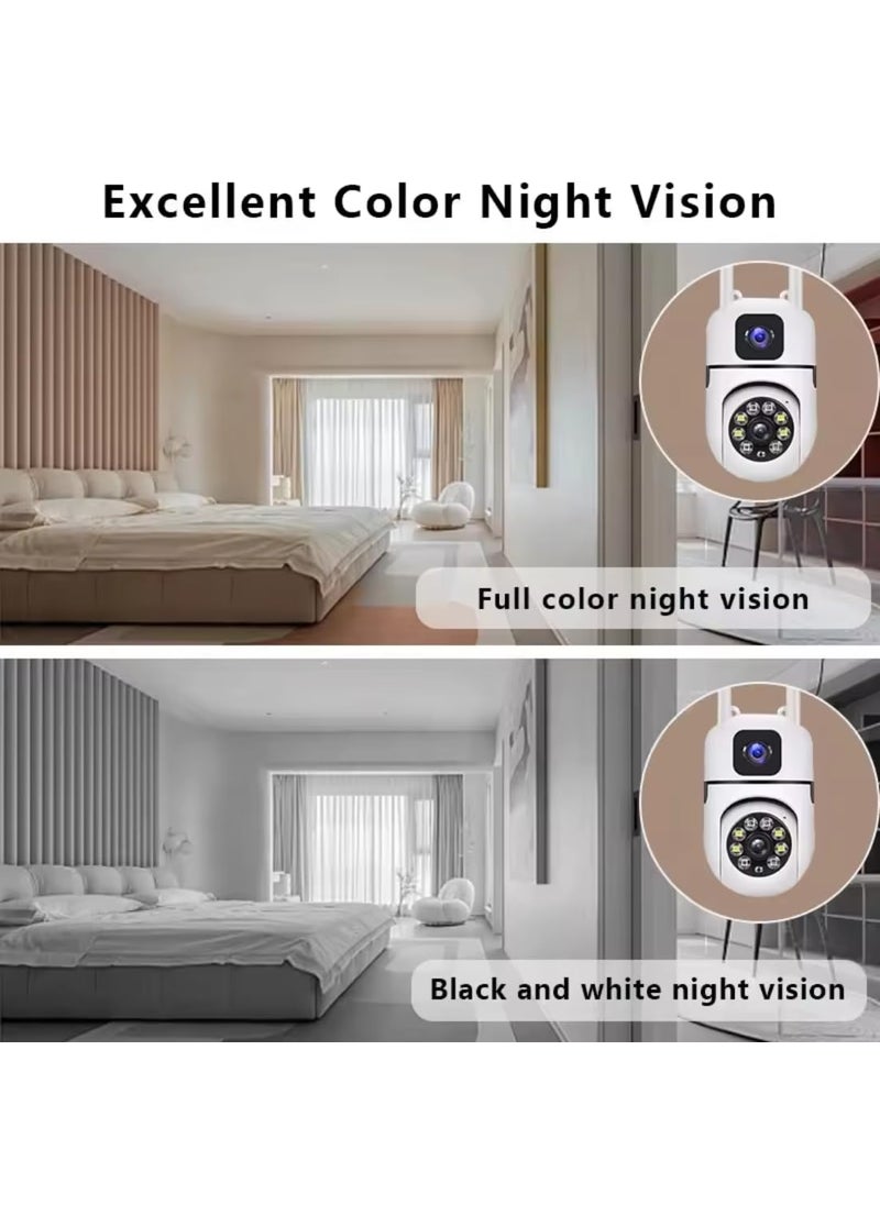 OneXsale 4 MP Dual Lens Full HD Indoor Wifi Wireless PTZ IP CCTV Security Camera Light Vision Night Mode V380 Pro App 360 Degree Watch Live Streaming Mini Dome PTZ Camera