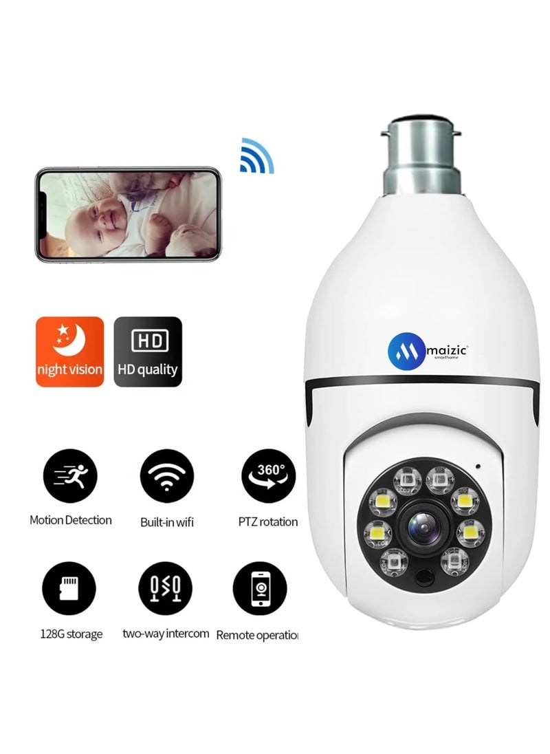 Maizic Smarthome 6 MP WiFi Camera OutdoorIndoor with bidirectional Voice Intelligent Alarm Smart surviellance Motion and Human Detection Bulb Camera Single cam
