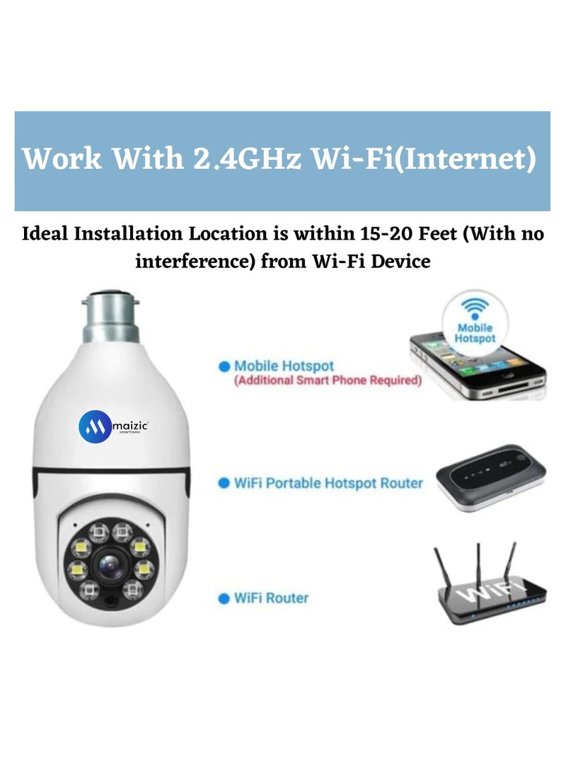 Maizic Smarthome 6 MP WiFi Camera OutdoorIndoor with bidirectional Voice Intelligent Alarm Smart surviellance Motion and Human Detection Bulb Camera Single cam