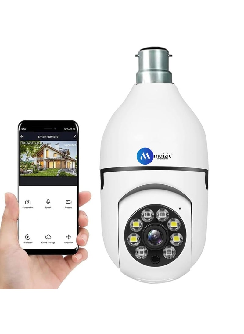 Maizic Smarthome 6 MP WiFi Camera OutdoorIndoor with bidirectional Voice Intelligent Alarm Smart surviellance Motion and Human Detection Bulb Camera Single cam
