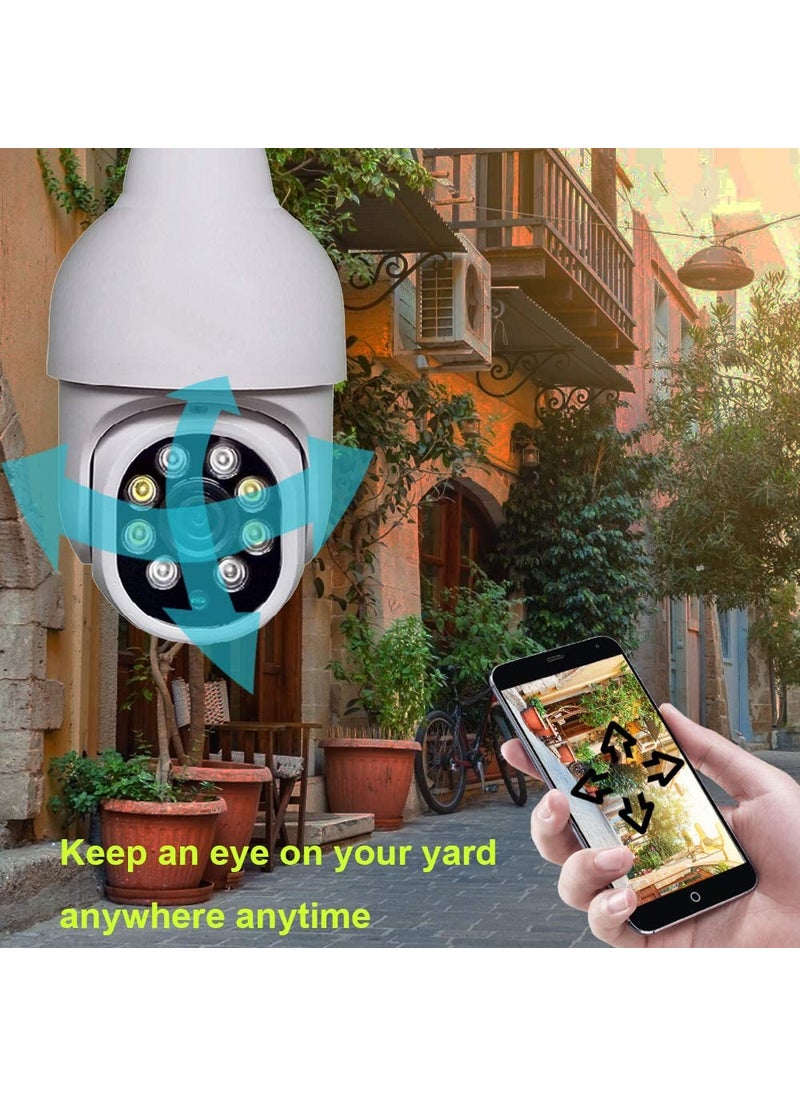 Wifi Wireless IP CCTV Security Light Vision Viewing Remote Indoor Bulb Shape 360 Degree PTZ Camera 1080p Auto Tracking Watch Live Streaming