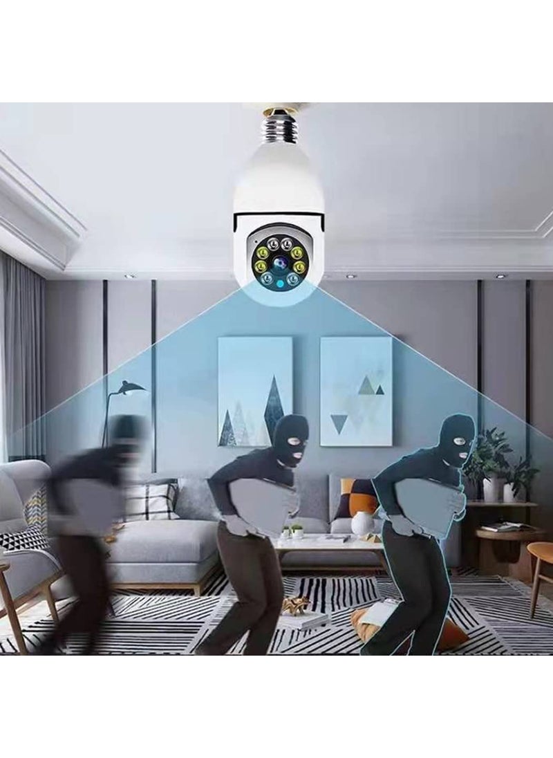 Wifi Wireless IP CCTV Security Light Vision Viewing Remote Indoor Bulb Shape 360 Degree PTZ Camera 1080p Auto Tracking Watch Live Streaming