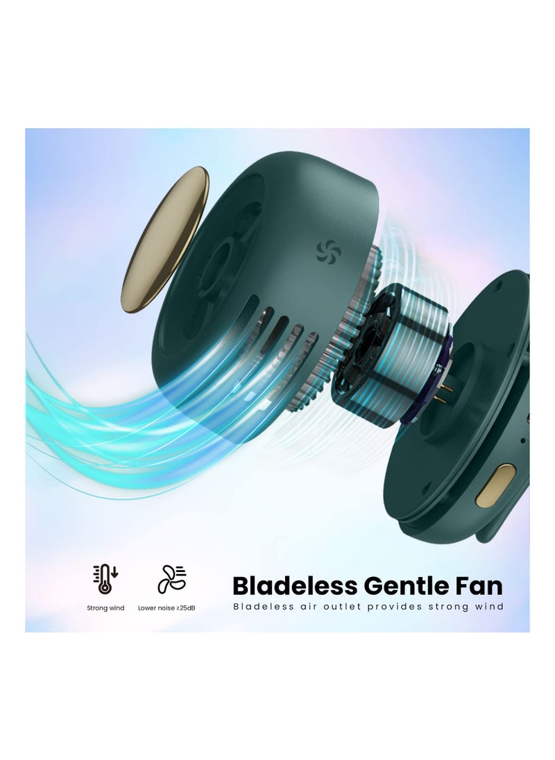 Mini Portable Fan, 360° Rotatable Small Personal Fan that Blow Cold Air with Clip Fan 3 Speeds, Portable USB Rechargeable Small Cooling Fan, Battery Powered Fan for Outdoor and Indoor (Green)