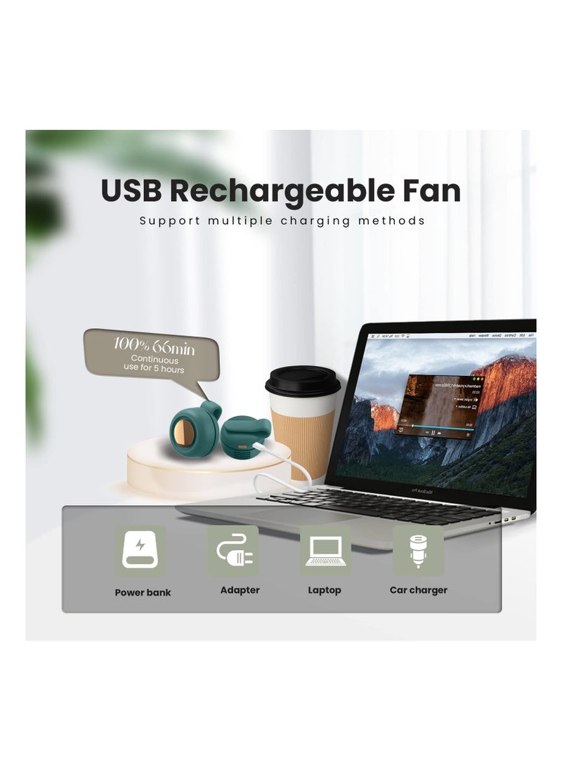 Mini Portable Fan, 360° Rotatable Small Personal Fan that Blow Cold Air with Clip Fan 3 Speeds, Portable USB Rechargeable Small Cooling Fan, Battery Powered Fan for Outdoor and Indoor (Green)