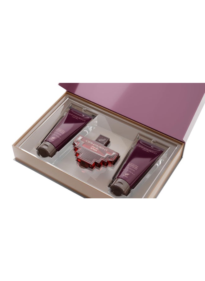 Gift Set Ornament Purple Allure  Eau De Parfum 100 Ml + Body Lotion 100 Ml + Shower Gel 100 Ml Perfume Gift Set For Women