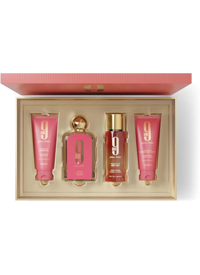 Gift Set 9 Am Femme Eau De Parfum 100 Ml + Shower Gel 100 Ml + Body Lotion100 Ml + Body Mist 150 Ml, Perfume Gift Set For Women