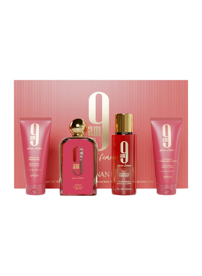 Gift Set 9 Am Femme Eau De Parfum 100 Ml + Shower Gel 100 Ml + Body Lotion100 Ml + Body Mist 150 Ml, Perfume Gift Set For Women