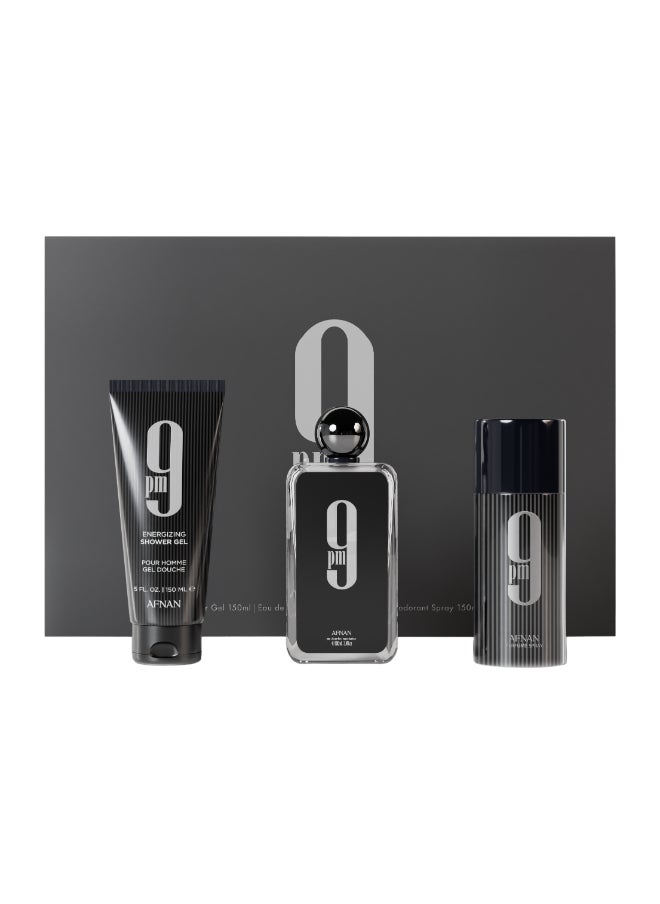 Gift Set 9 Pm Eau De Parfum 100 Ml + Deodorant 150 Ml + Shower Gel 150 Ml, Perfume Gift Set For Men