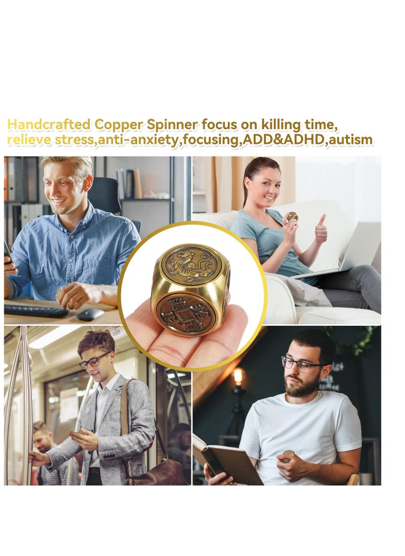 Handheld Metal Fidget Toy for Adults, Stress and Anxiety Relief Fidget Toy，Anti-Anxiety Finger Sensory Toys,Fidget Toy for Adult ADHD Autism-Hexahedral Spinning（Small）