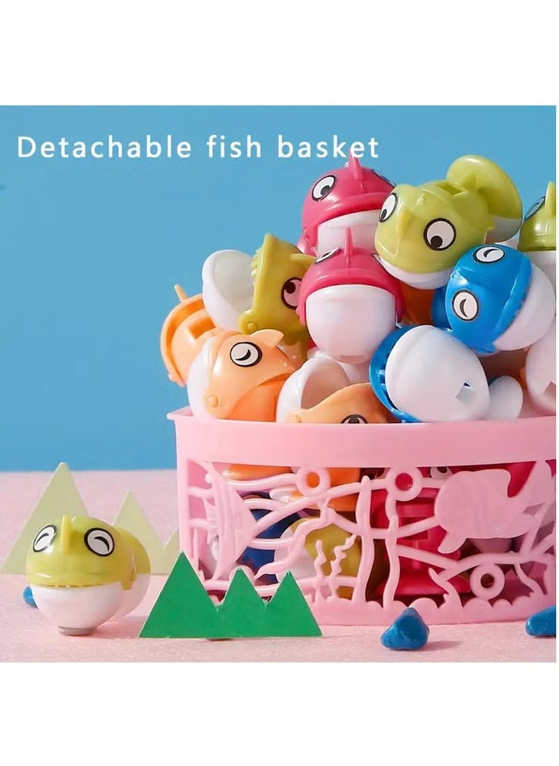 Magnetic Fishing Games Set - Educational Toddler & Kids Fishing Toys | 45 Fish, 4 Poles, Rotating Board with Music & LED | Ideal Go Fish Toy for Fun! (Pink)