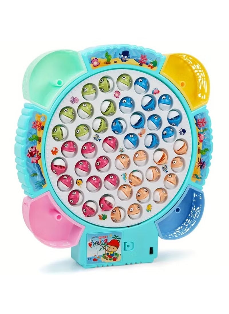 Magnetic Fishing Games Set - Educational Toddler & Kids Fishing Toys | 45 Fish, 4 Poles, Rotating Board with Music & LED | Ideal Go Fish Toy for Fun! (Pink)