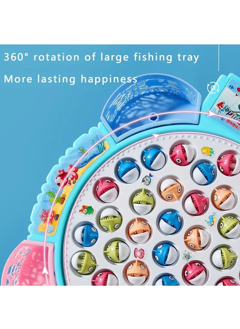 Magnetic Fishing Games Set - Educational Toddler & Kids Fishing Toys | 45 Fish, 4 Poles, Rotating Board with Music & LED | Ideal Go Fish Toy for Fun! (Pink)