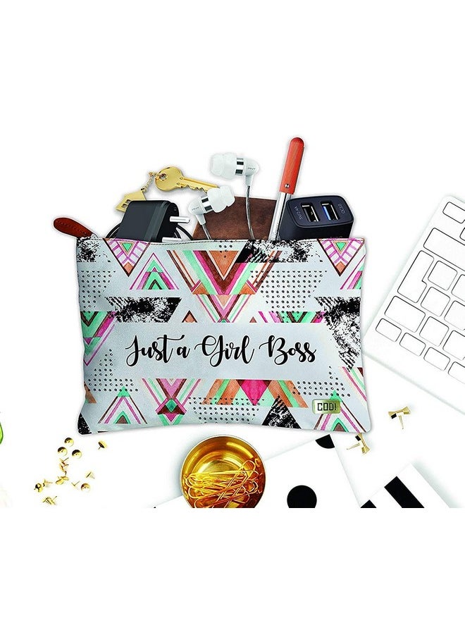 Paper Plane Design Multipurpose Canvas Zipper Pouch 9 in x 6 in Multicoloured (DesignCV9)