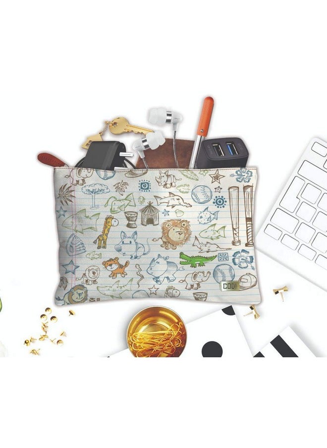Paper Plane Design Multipurpose Canvas Zipper Pouch 9 in x 6 in Multicoloured (DesignCV9)