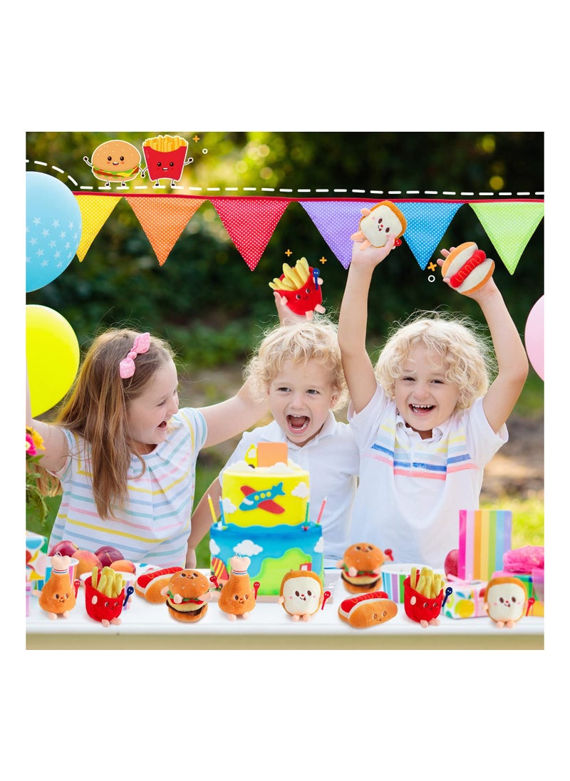 10PCS Food Plush Toy, Simulation Hamburger Hot Dog French Fries Chicken Thigh Bread Food Plushies, Cute Food Stuffed Animals Small Food Plush Keychain, for Food Themed Party Birthday Gifts Backpack