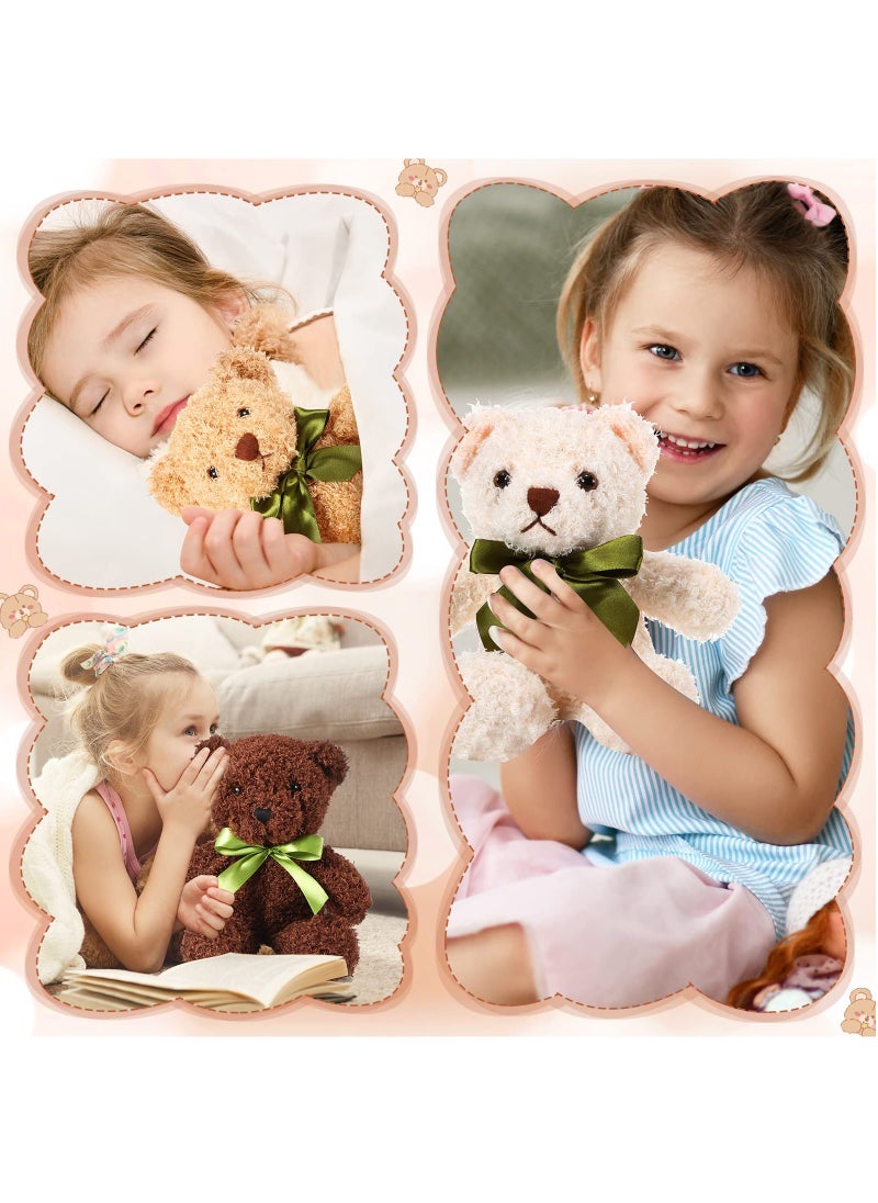 6Pcs Plush Bears Bulk, 10 Inch Small Plush Bear Stuffed Bears with Bow Tie Bear Toys for Birthday Baby Shower Party Favor Gift