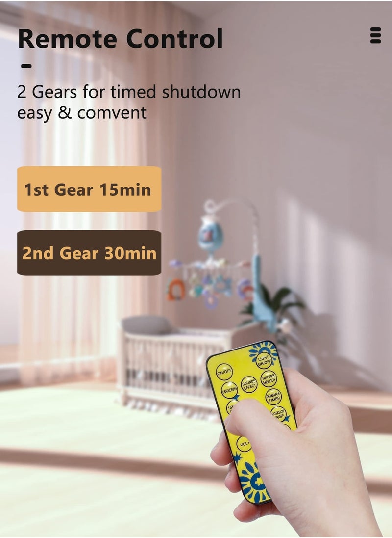 Baby Crib Mobile with Music and Lights, Baby Mobile for Crib with Remote Control, Hanging Rotating Animal Rattles, Nursery Decor Baby Shower Gift for Boys & Girls