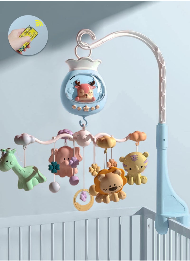 Baby Crib Mobile with Music and Lights, Baby Mobile for Crib with Remote Control, Hanging Rotating Animal Rattles, Nursery Decor Baby Shower Gift for Boys & Girls