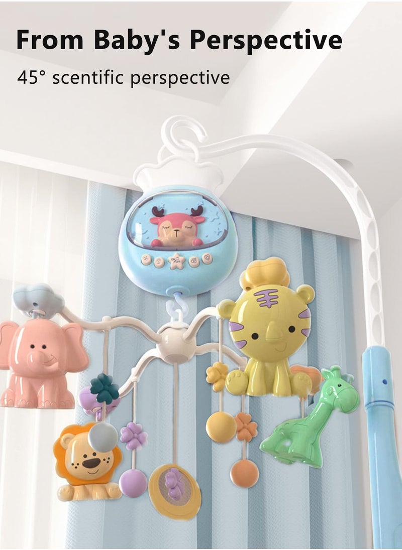Baby Crib Mobile with Music and Lights, Baby Mobile for Crib with Remote Control, Hanging Rotating Animal Rattles, Nursery Decor Baby Shower Gift for Boys & Girls