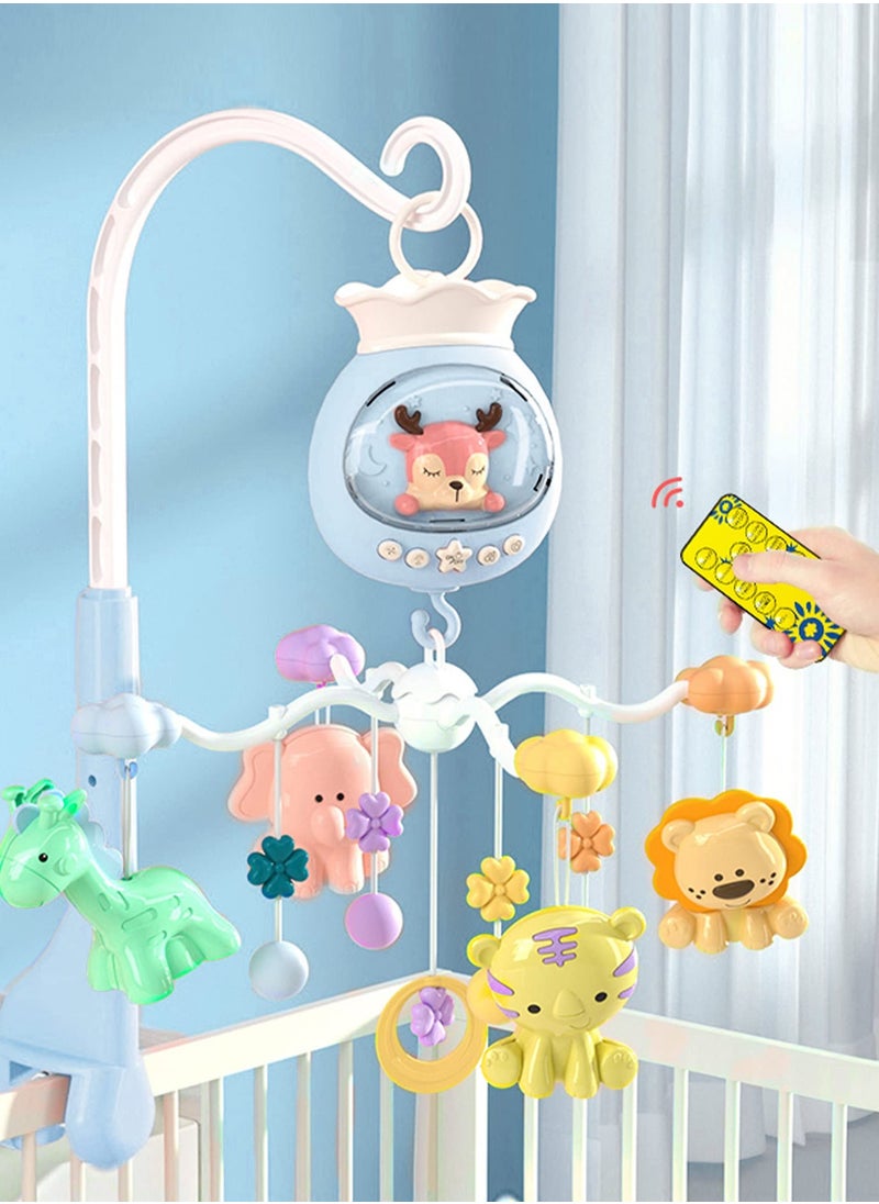 Baby Crib Mobile with Music and Lights, Baby Mobile for Crib with Remote Control, Hanging Rotating Animal Rattles, Nursery Decor Baby Shower Gift for Boys & Girls