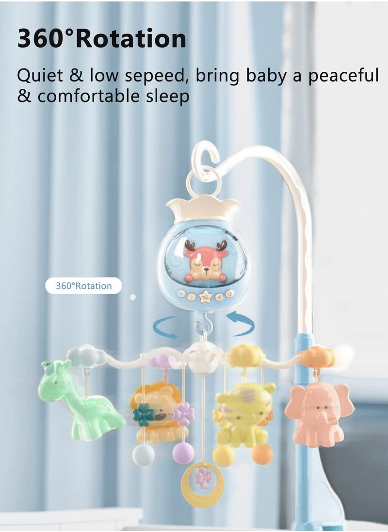 Baby Crib Mobile with Music and Lights, Baby Mobile for Crib with Remote Control, Hanging Rotating Animal Rattles, Nursery Decor Baby Shower Gift for Boys & Girls