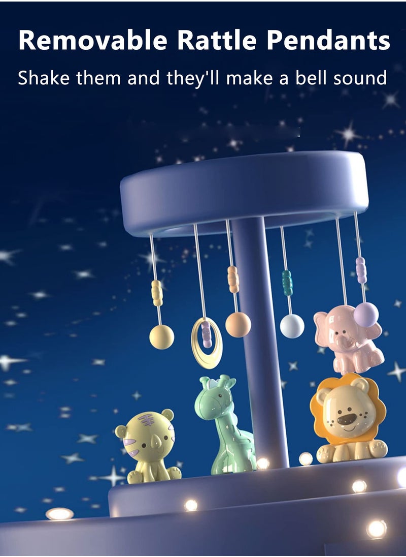 Baby Crib Mobile with Music and Lights, Baby Mobile for Crib with Remote Control, Hanging Rotating Animal Rattles, Nursery Decor Baby Shower Gift for Boys & Girls