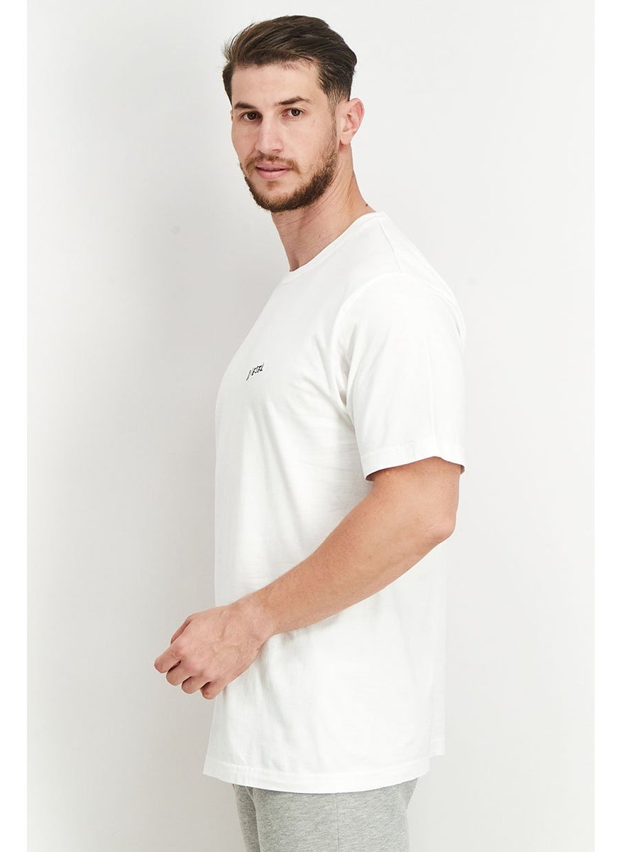 Men Crew Neck Short Sleeve Graphic T Shirt, White