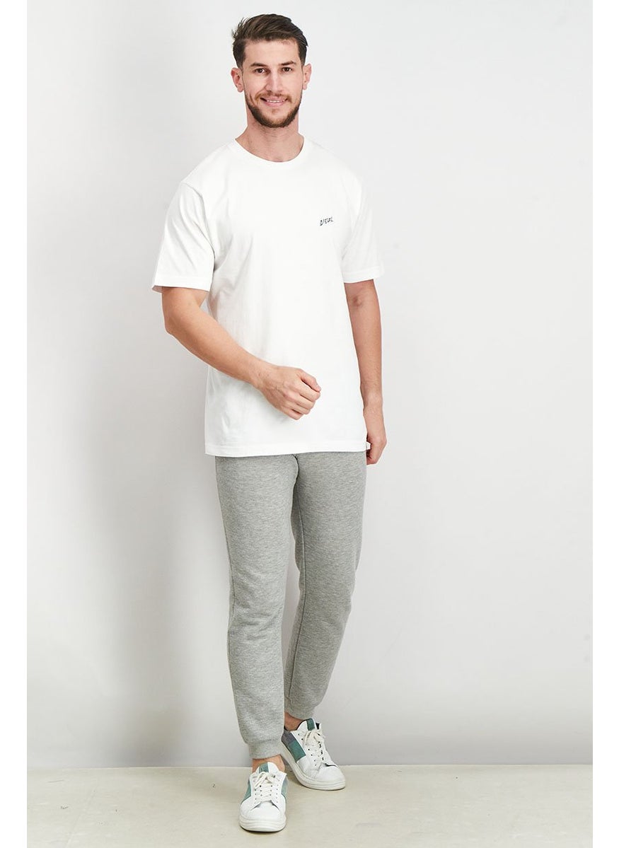Men Crew Neck Short Sleeve Graphic T Shirt, White