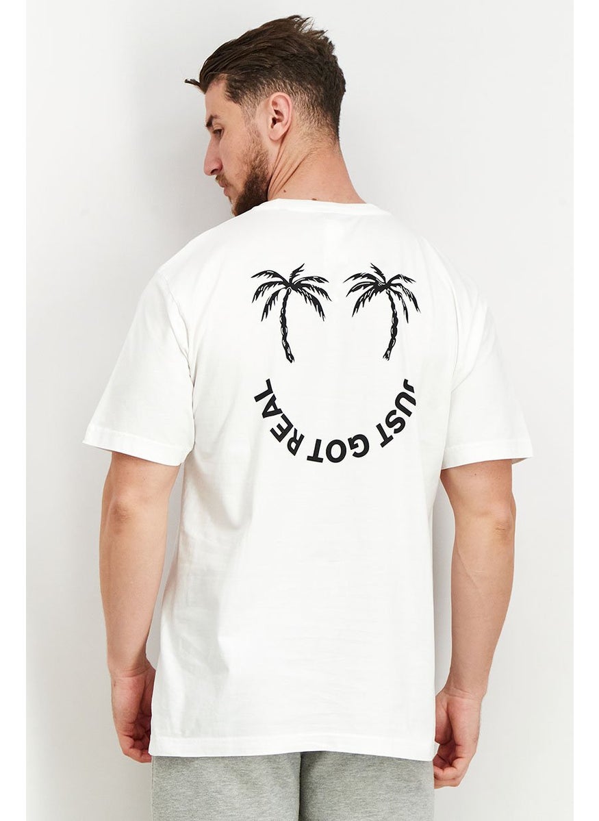 Men Crew Neck Short Sleeve Graphic T Shirt, White