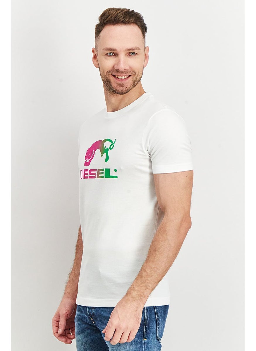 Men Crew Neck Short Sleeve Graphic Print T Shirt, White