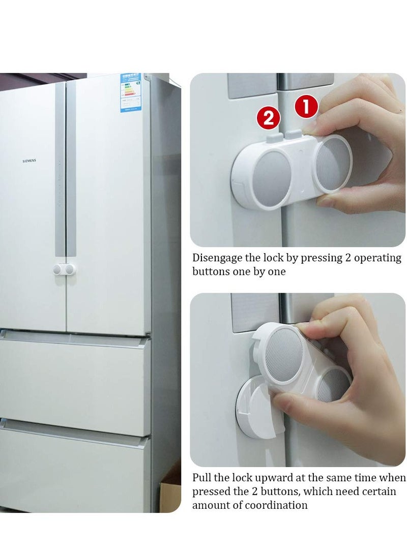 Baby Safety Door Lock, French Fridge Freezer Refrigerator Lock Cabinet Cupboard Lock for Childproof Pet Proofing Easy to Install and Use 3M Adhesive No Tools Need or Drill (White)