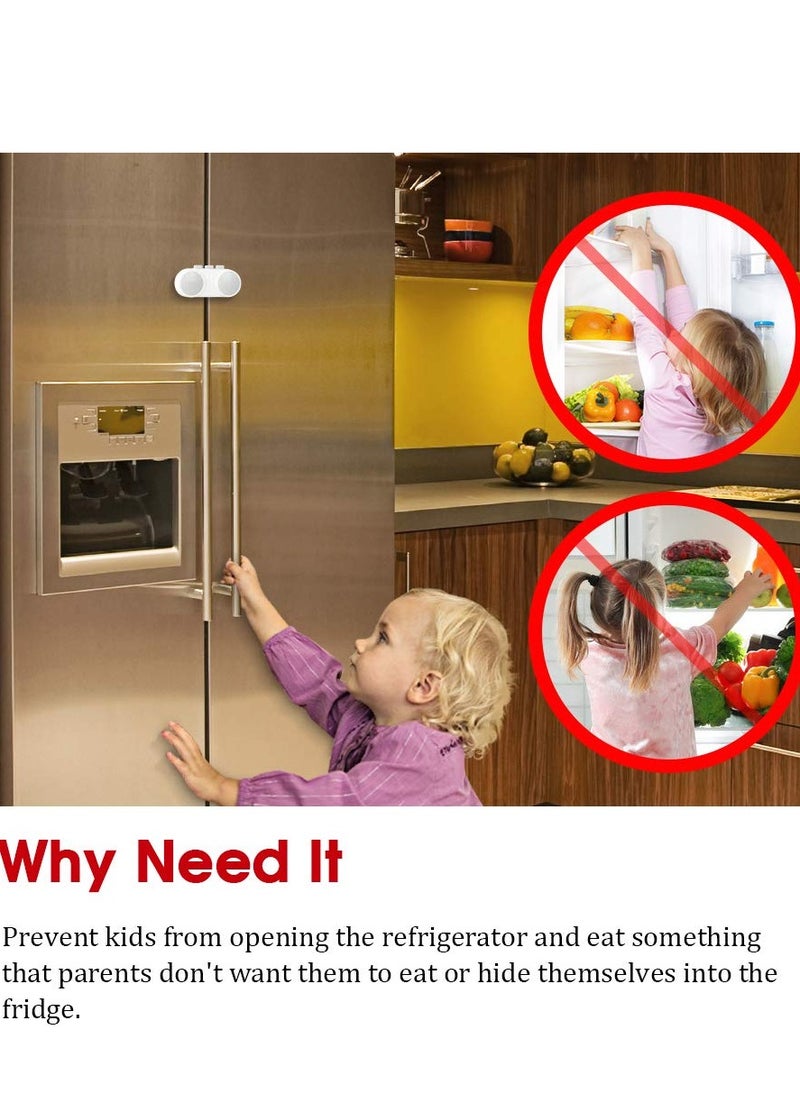 Baby Safety Door Lock, French Fridge Freezer Refrigerator Lock Cabinet Cupboard Lock for Childproof Pet Proofing Easy to Install and Use 3M Adhesive No Tools Need or Drill (White)