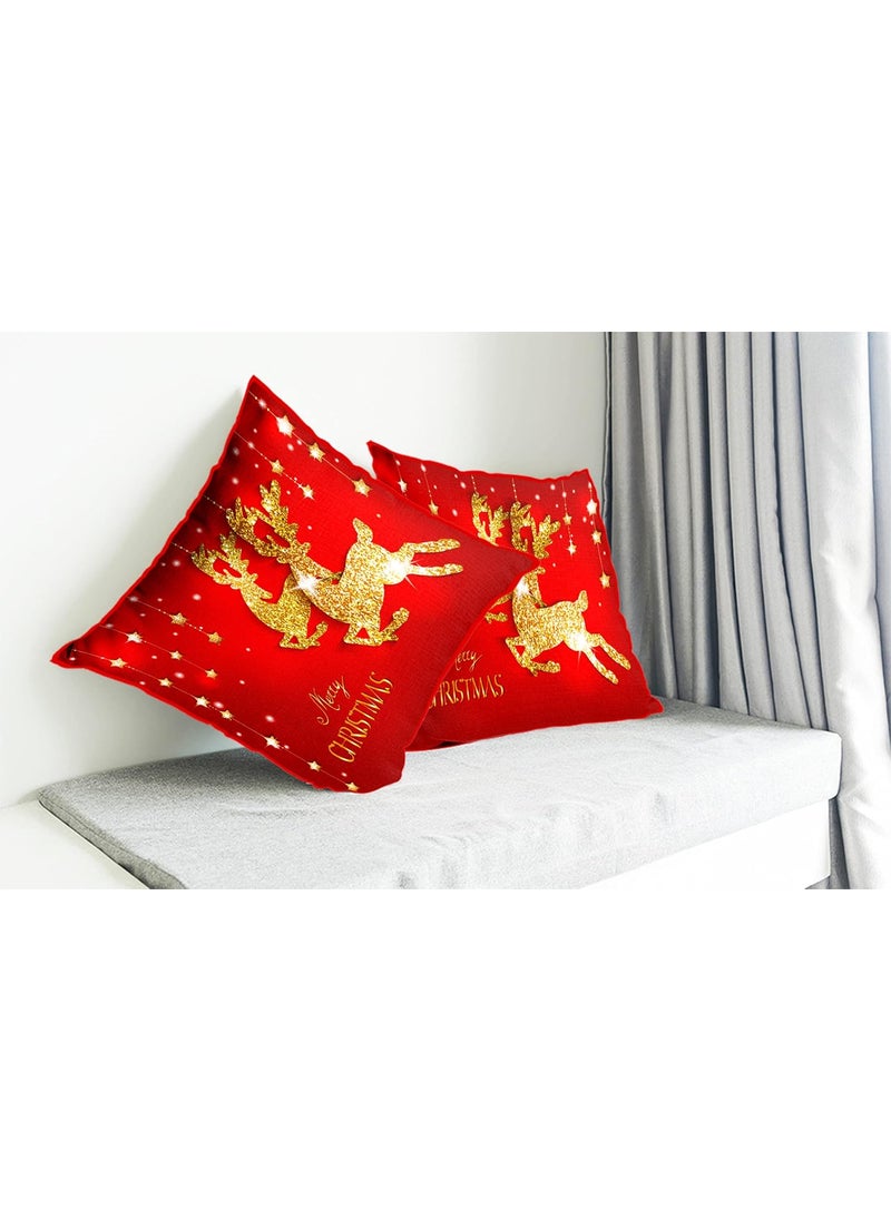 DREAMVIO Polyester Jute Merry Christmas ThrowPillow Covers Cushion Covers for Living Room Set of 2 24 X 24 Inch Multicolor Dv224Mccjutecc0015