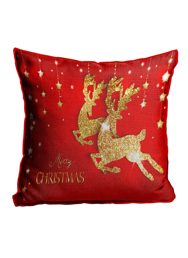 DREAMVIO Polyester Jute Merry Christmas ThrowPillow Covers Cushion Covers for Living Room Set of 2 24 X 24 Inch Multicolor Dv224Mccjutecc0015
