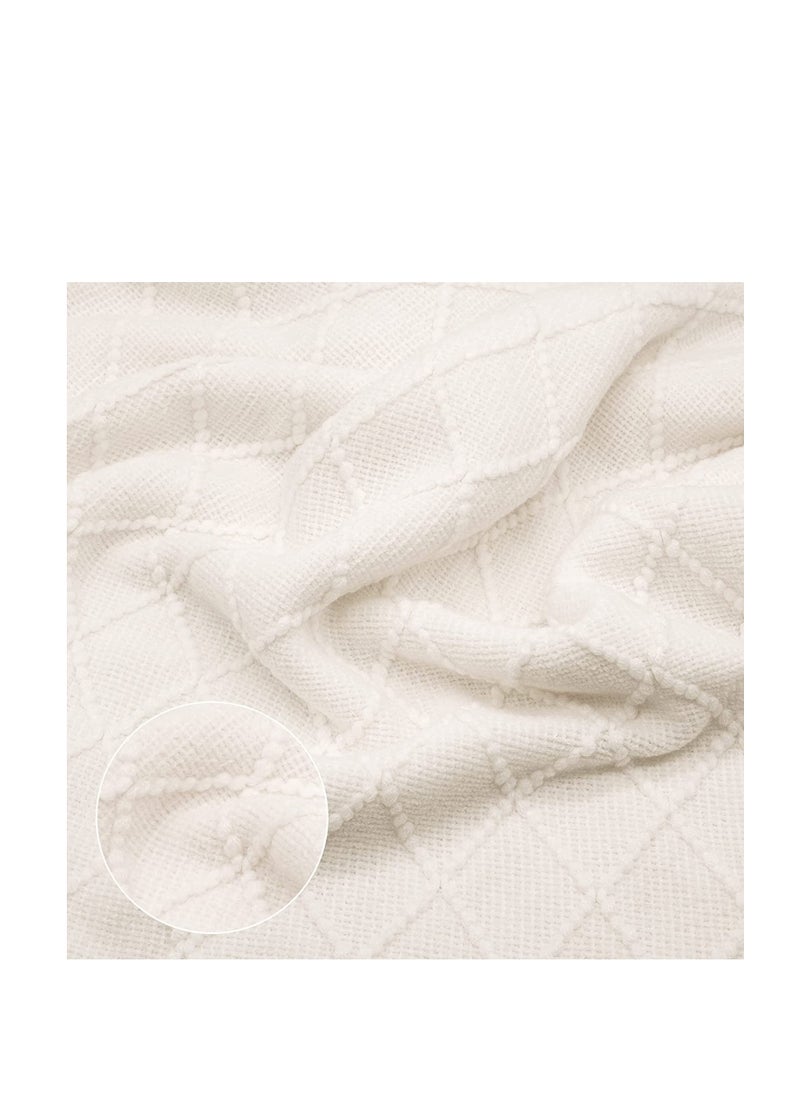 Lightweight Knitted Throw Blankets for Couch, Sofa, and Bed, Soft Knit Blanket with Tassel, Decorative Cozy Farmhouse Throw for Women and Men, 50