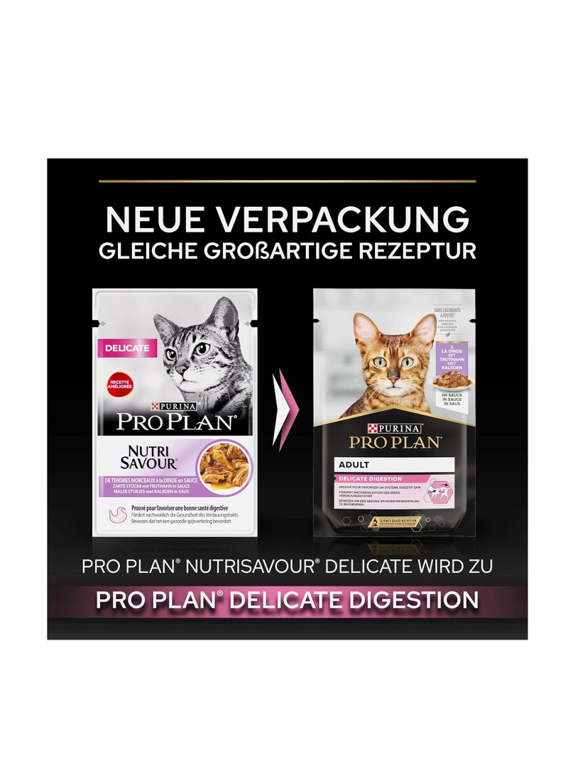 Purina Pro Plan Delicate Digestion Wet Cat Food, Turkey in Gravy, 85g (26 pouches)