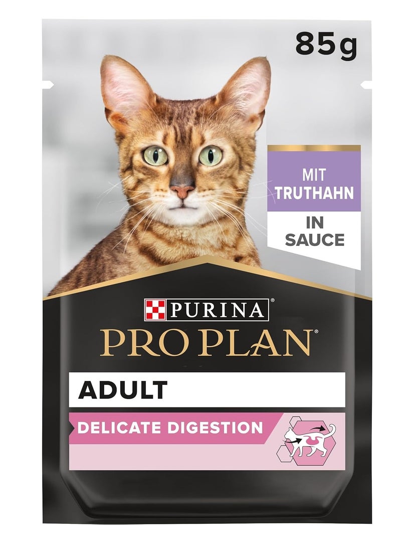 Purina Pro Plan Delicate Digestion Wet Cat Food, Turkey in Gravy, 85g (26 pouches)