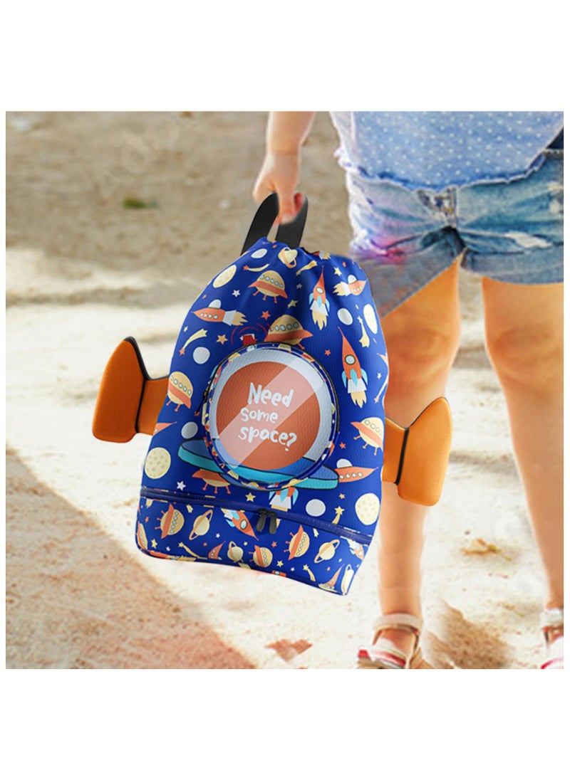Swimming Backpack for Kids, Kids Beach Backpack, Drawstring Swimming Backpack for Kids, Wet and Dry Separation Swim Bag for Kids with Shoe Compartment, for Swimming Beach Sports Travel School