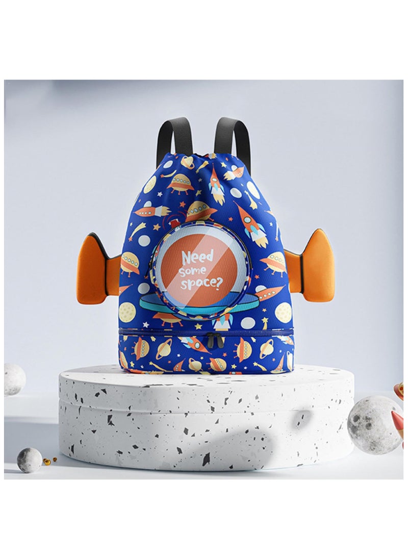 Swimming Backpack for Kids, Kids Beach Backpack, Drawstring Swimming Backpack for Kids, Wet and Dry Separation Swim Bag for Kids with Shoe Compartment, for Swimming Beach Sports Travel School