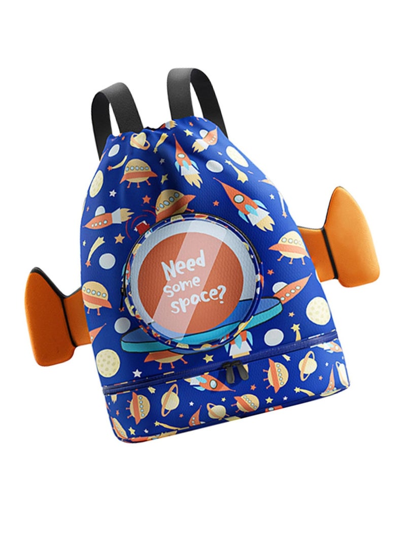 Swimming Backpack for Kids, Kids Beach Backpack, Drawstring Swimming Backpack for Kids, Wet and Dry Separation Swim Bag for Kids with Shoe Compartment, for Swimming Beach Sports Travel School