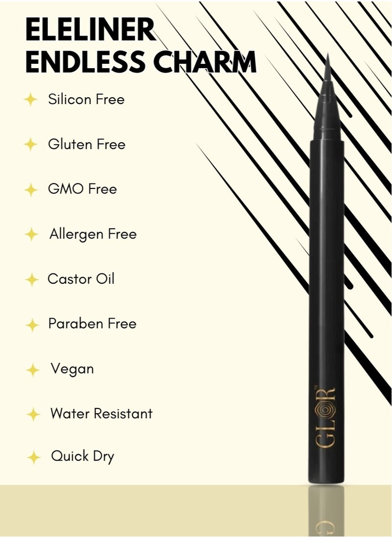 Glor Eyeliner – Smudge-Proof, Vegan, and Water-Resistant for Precise Eye Looks +  Glor Face & Eye Hydration Primer
