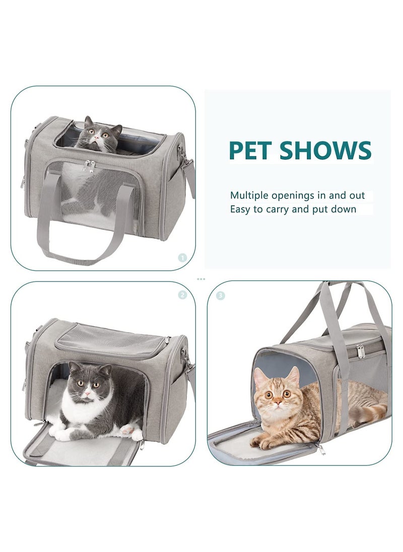 Cat Carrier Pet Dog Collapsible Carriers with Removable Fleece Pad Airline Approved for Soft Sided Travel Medium Puppy and Cats up to 15lbs 45*30*30cm