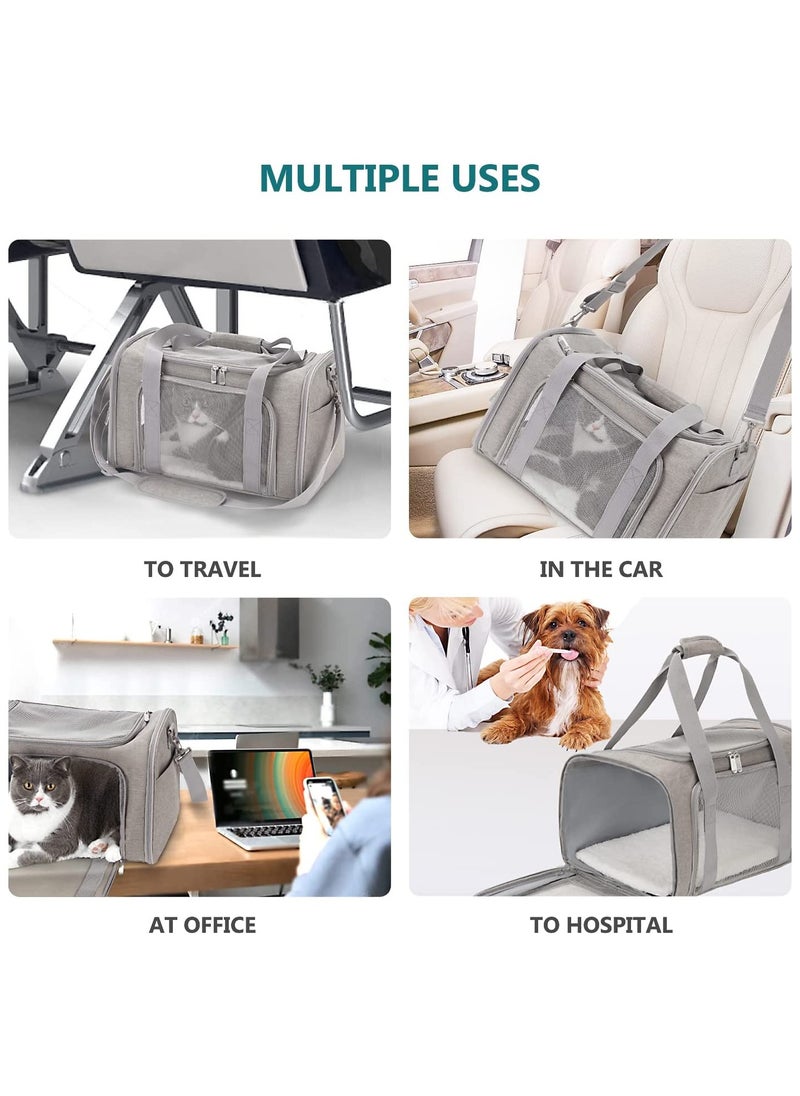 Cat Carrier Pet Dog Collapsible Carriers with Removable Fleece Pad Airline Approved for Soft Sided Travel Medium Puppy and Cats up to 15lbs 45*30*30cm