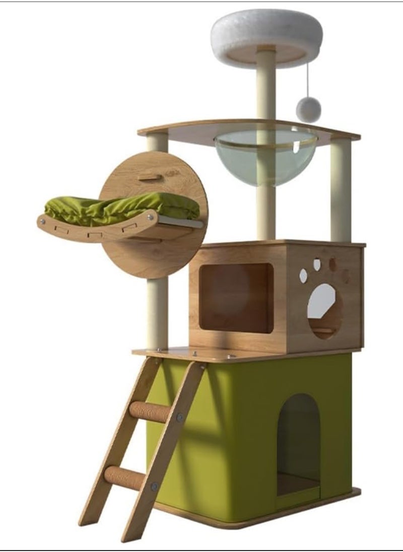 Large Cat Climbing Frame Multi-Level Cat Tower Cat Tree Cat Nest Pet Condo Cat Apartment Cat Jumping Platform Cat Scratching Board Sisal Cat Scratching Post Cat Toys 40x55x150 Cm Green