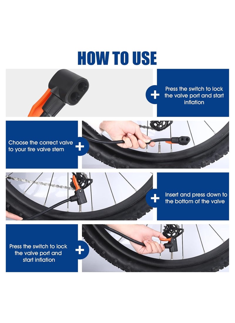 Bike Pump, Portable Floor Bicycle Pump Fit Presta and Schrader Valves, 120PSI High Pressure Bike Air Pump with Ball Pump Needles, Air Bicycle Pump Inflator, for Bike Tire Pump for Road Bike