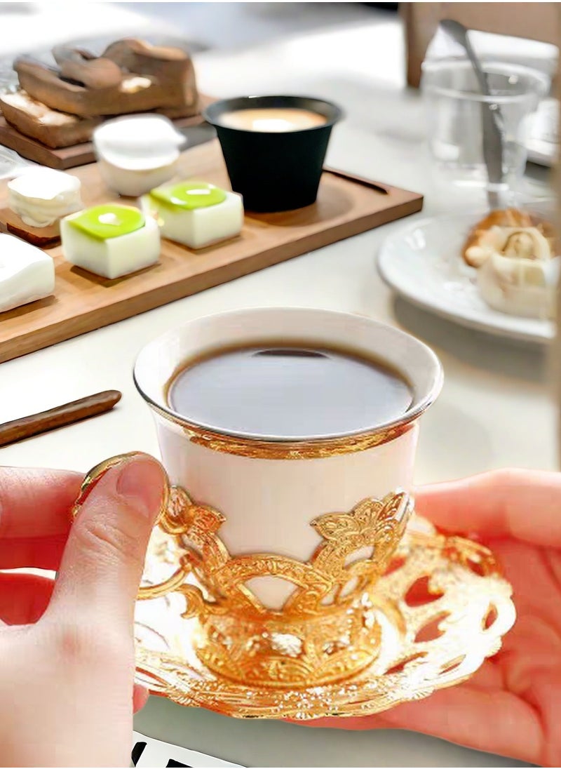 24K gold powder coloring Ceramic Coffee Cup Gift Box (6 cups, 6 plates)