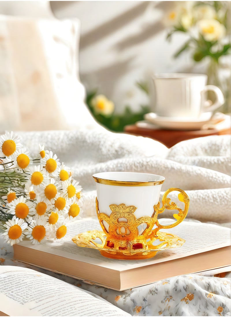 24K gold powder coloring Ceramic Coffee Cup Gift Box (6 cups, 6 plates)