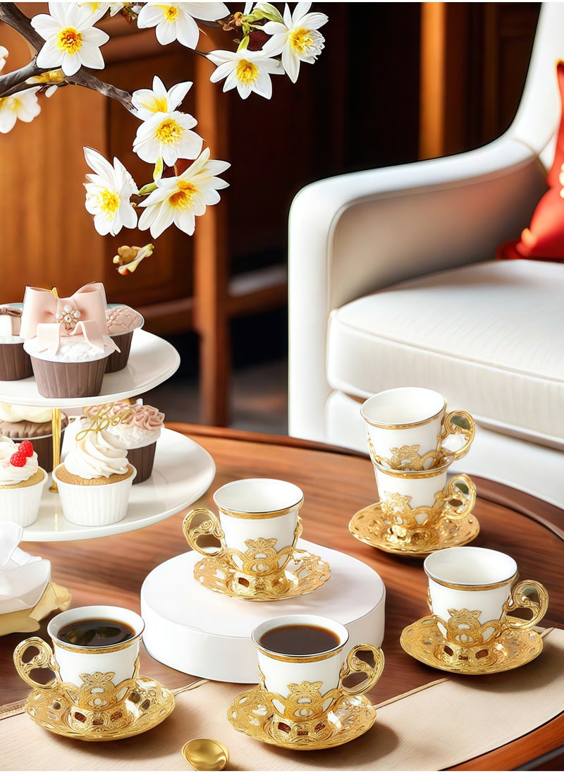 24K gold powder coloring Ceramic Coffee Cup Gift Box (6 cups, 6 plates)